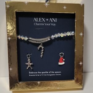 NIB ALEX AND ANI Interchangeable Holiday Charm Bracelet
